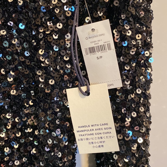 2/$30 NWT GAP Long Sleeve Black & Silver Sequin Dress small petite - Picture 5 of 5